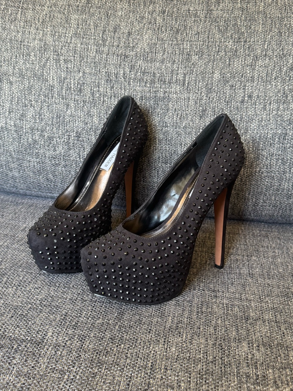 Steve Madden Platform Pumps With Edgy Rhinestone Studs